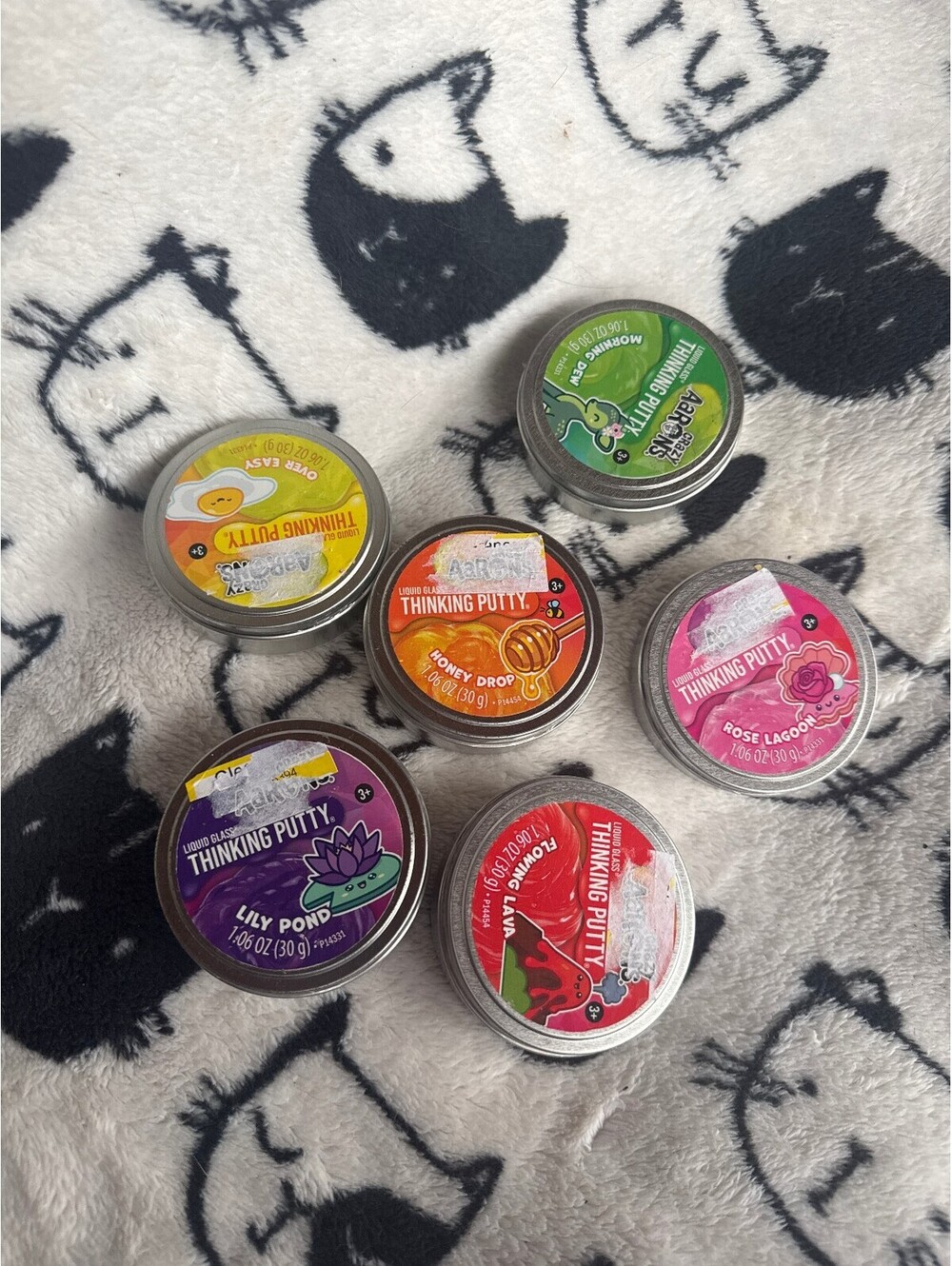 Crazy Aarons Liquid Glass Thinking Putty Lot of 6 Medium Tins New Sealed 1.06 oz